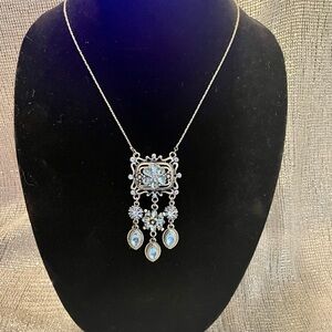 Park Lane Elegant Silver and Blue Pendant Necklace